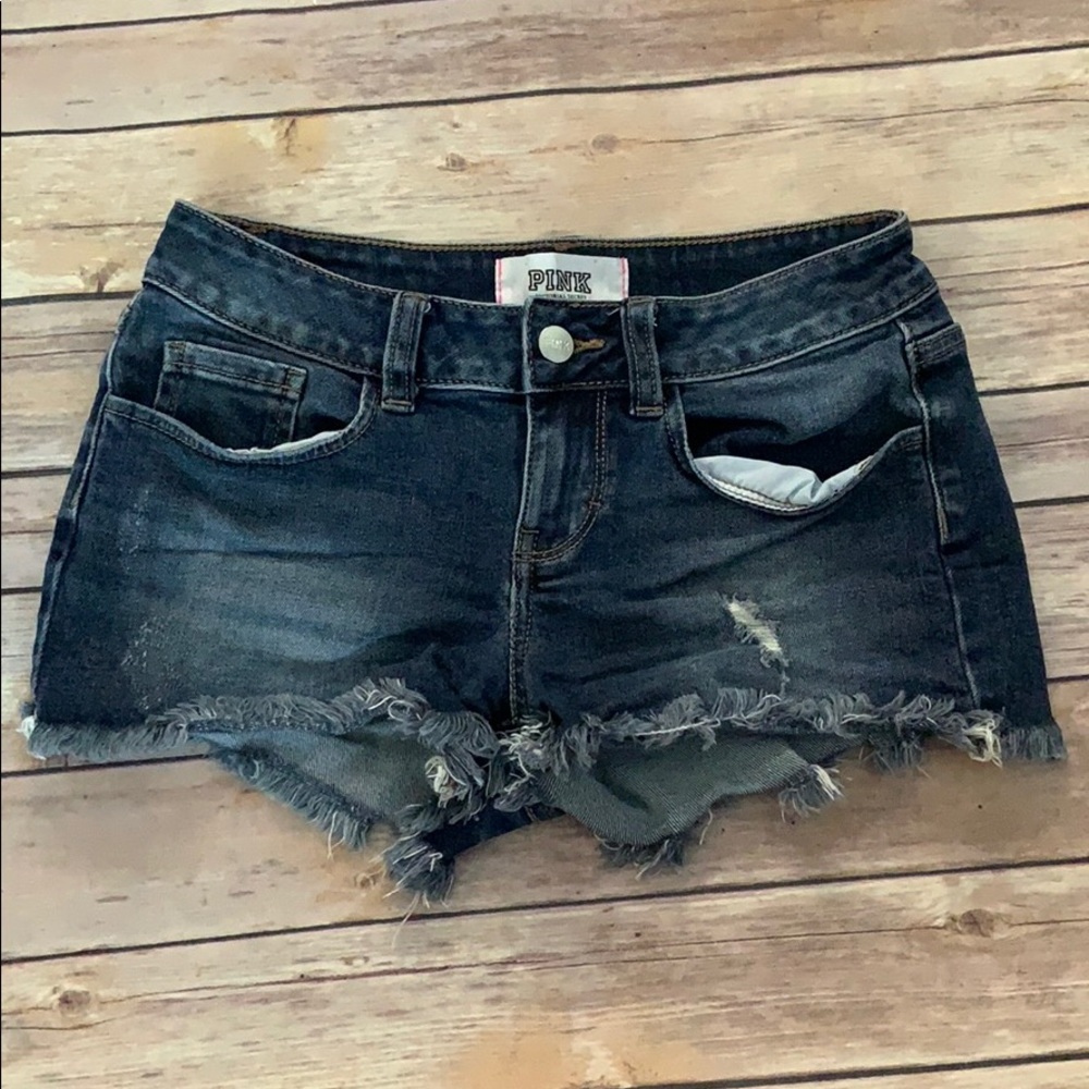 PINK Denim Distressed Shorts